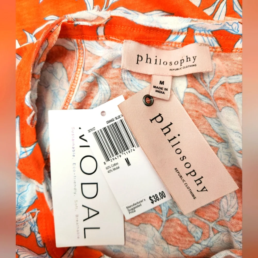 Philosophy Republic Clothing Ruffle Sleeve Tee - ORANGE - MEDIUM **NEW - Picture 5 of 10